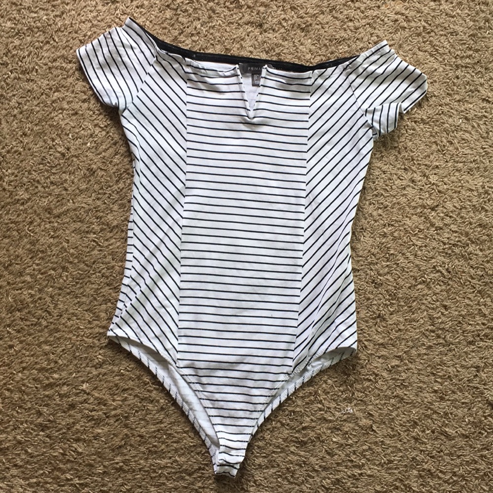 French stripe off shoulder bodysuit